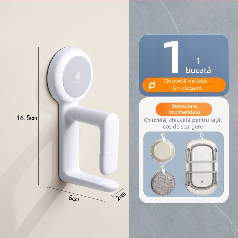 Raft de depozitare cu ventuză, montat pe perete, pentru chiuvetă și cadă – plastic, ordpro, 130 g, fără găuri, stil modern