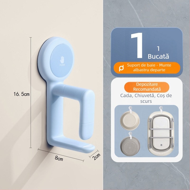 Raft de depozitare cu ventuză, montat pe perete, pentru chiuvetă și cadă – plastic, ordpro, 130 g, fără găuri, stil modern