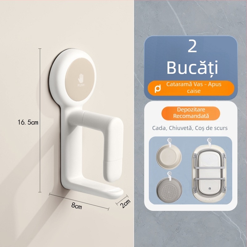 Raft de depozitare cu ventuză, montat pe perete, pentru chiuvetă și cadă – plastic, ordpro, 130 g, fără găuri, stil modern