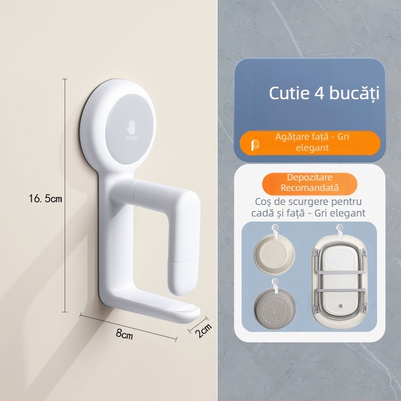 Raft de depozitare cu ventuză, montat pe perete, pentru chiuvetă și cadă – plastic, ordpro, 130 g, fără găuri, stil modern