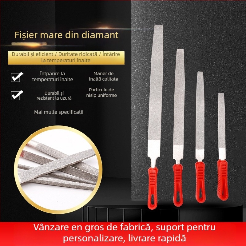 Pila abrazivă din aliaj, placă mare – pentru metal, jad, ceramică și sticlă; forme: plată, semicerc, triunghi, pătrat; seria DBC