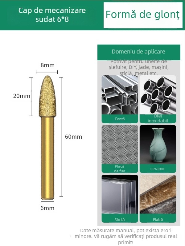 Cap de șlefuit diamantat, cap de șlefuit emery, cap drept pentru șlefuire, potrivit pentru piatră, marmură și plăci