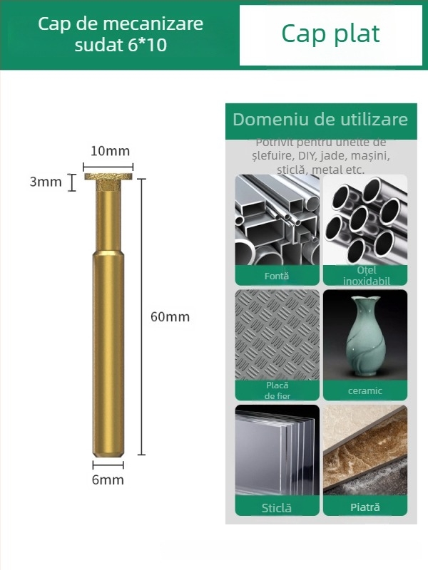 Cap de șlefuit diamantat, cap de șlefuit emery, cap drept pentru șlefuire, potrivit pentru piatră, marmură și plăci