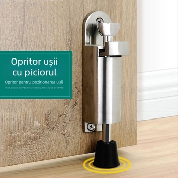 Stoper pentru uși acționat cu piciorul, montaj pe podea, model 832 cu pedale extinse, aliaj de zinc, control manual.