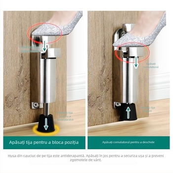 Stoper pentru uși acționat cu piciorul, montaj pe podea, model 832 cu pedale extinse, aliaj de zinc, control manual.