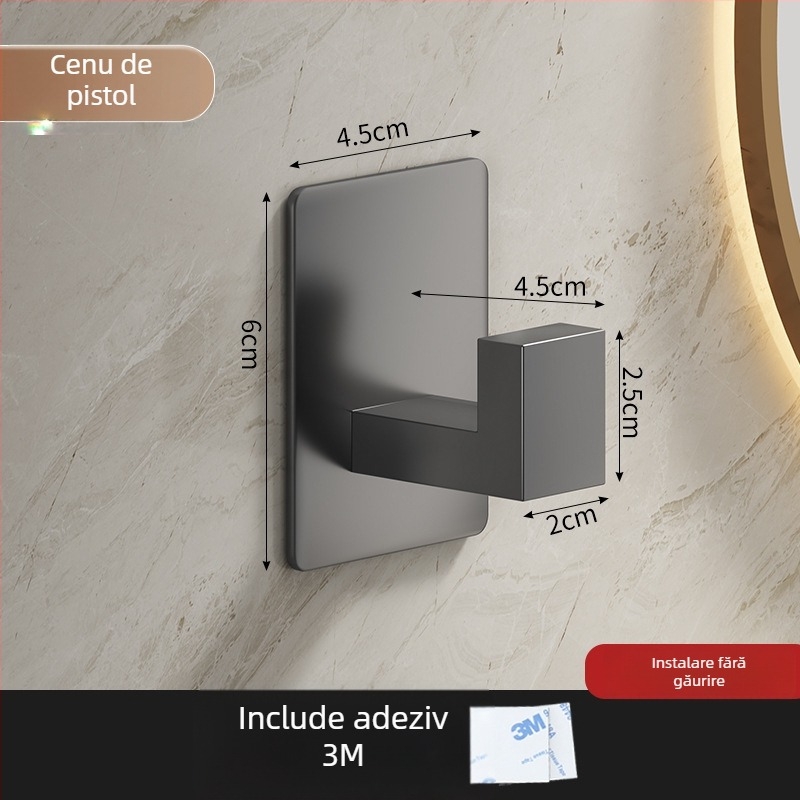 Cuier de perete din oțel inoxidabil, cârlig unic, pentru baie și hol, stil Light Luxury, greutate 0.1 kg, finisaj: șlefuire și lacuire