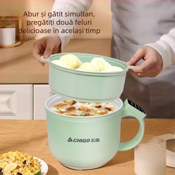Oală electrică de gătit cu ecran tactil și control prin buton, capacitate 2,1–4 L, două tăvi interioare, design cu două straturi, izolație, curățare all-in-one