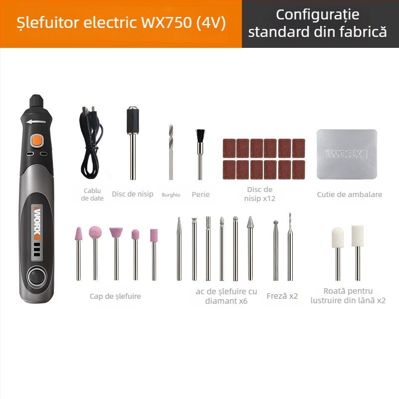 Șlefuitor electric fără fir pentru gravură și lustruire, reîncărcabil, alimentare de 5V