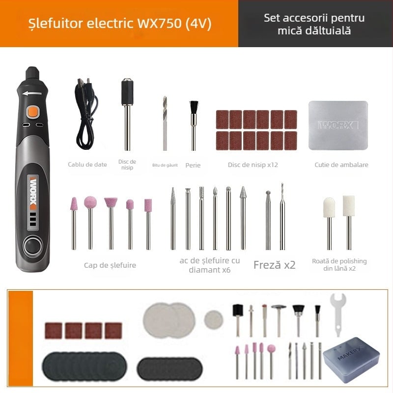 Șlefuitor electric fără fir pentru gravură și lustruire, reîncărcabil, alimentare de 5V