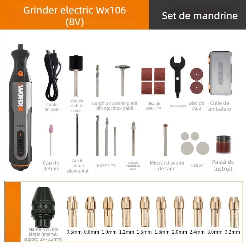 Șlefuitor electric fără fir pentru gravură și lustruire, reîncărcabil, alimentare de 5V