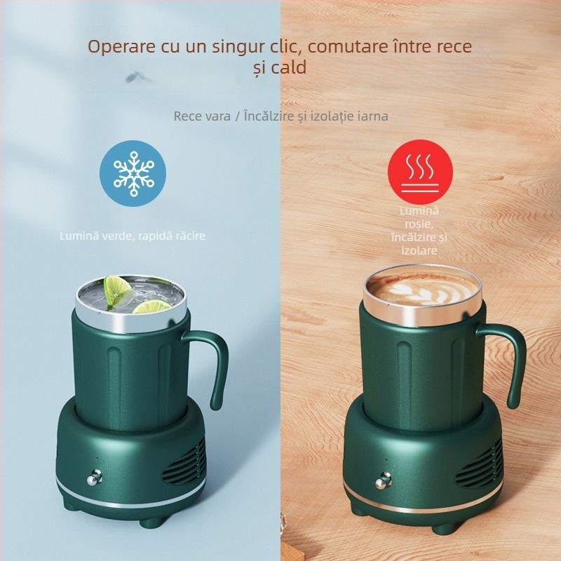 Pahar pentru băuturi calde și reci, alimentat prin USB și încălzire încorporată, rezervor interior din oțel inoxidabil, corp din ABS, capacitate sub 1 L