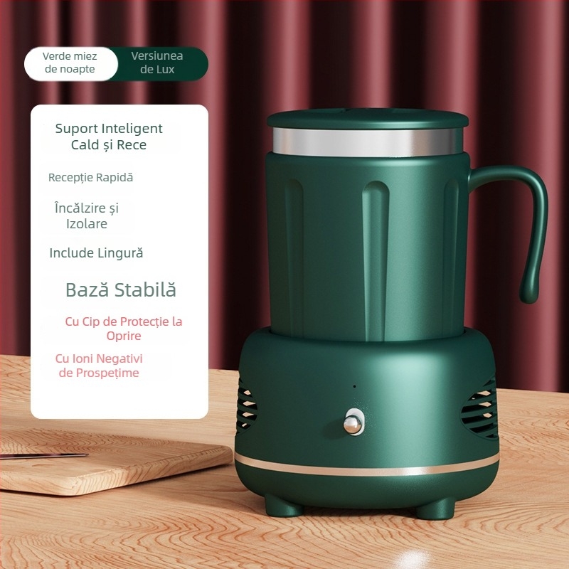 Pahar pentru băuturi calde și reci, alimentat prin USB și încălzire încorporată, rezervor interior din oțel inoxidabil, corp din ABS, capacitate sub 1 L