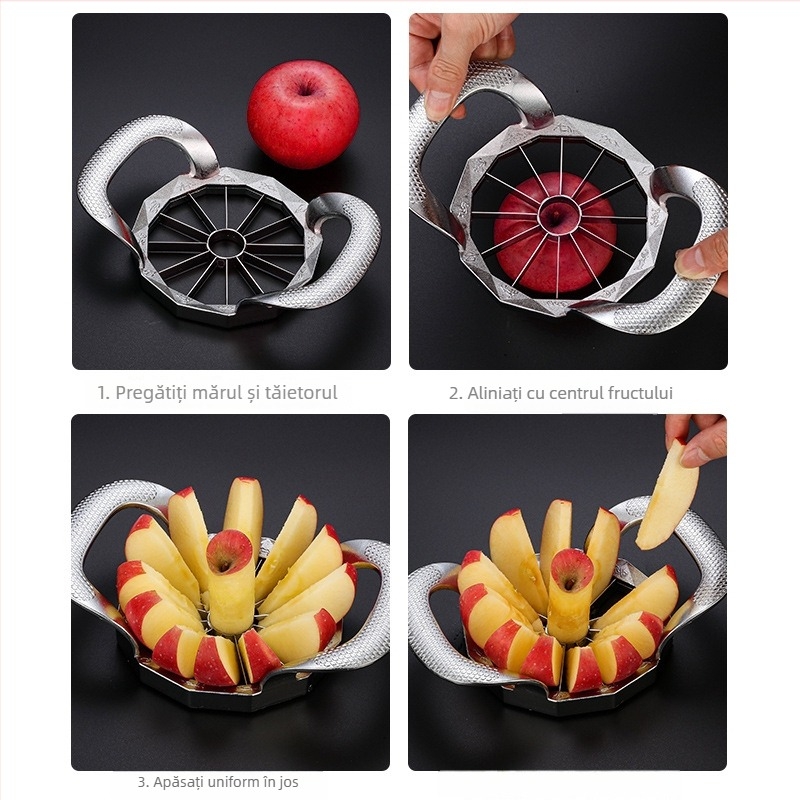 Instrument de tăiere mere și fructe din oțel inoxidabil 304, cu eliminator de miez, divizor de fructe, imprimare logo disponibil
