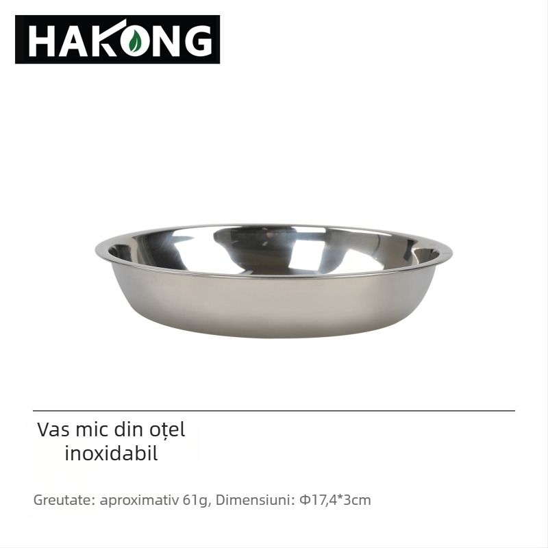 Harlem HALIN set de bucătărie din oțel inoxidabil pentru camping, 18 piese, portabil pentru 4+ persoane, cu 10 farfurii și 8 boluri