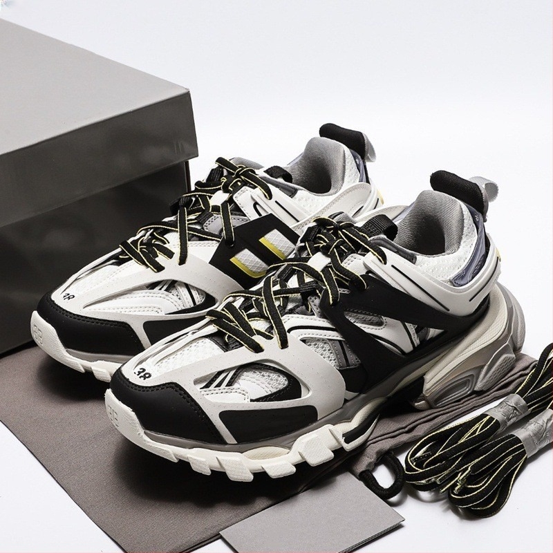 Pantofi sport unisex în stil Dad Shoes, talpă groasă, partea superioară din piele de vițel și țesătură, închidere cu șireturi în față, talpă din cauciuc, branț textil respirabil