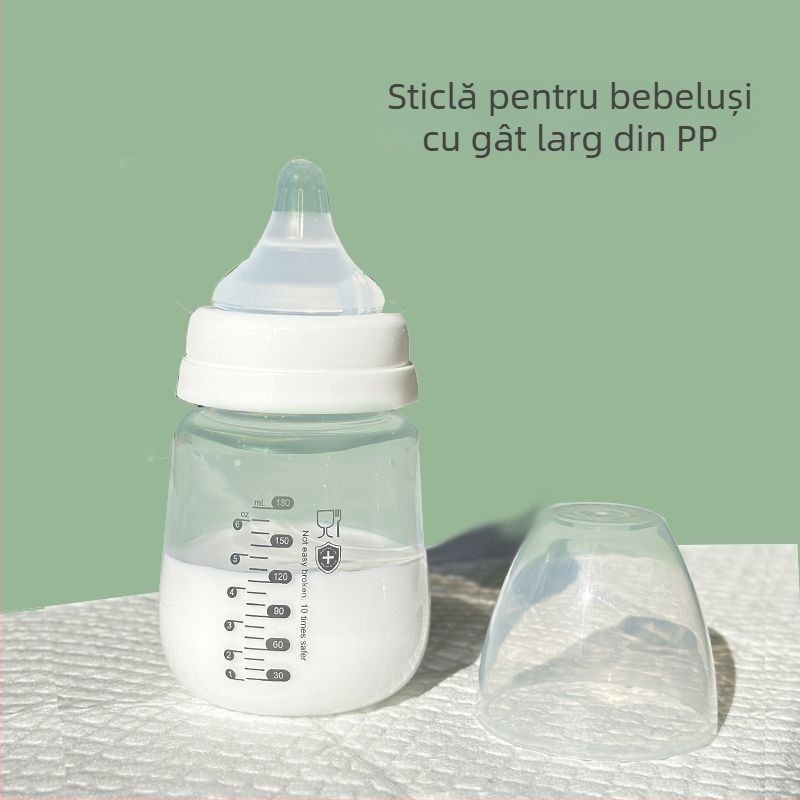 Sticlă de stocare a laptelui matern din oțel inoxidabil, corp drept, diametru standard, cu mâner