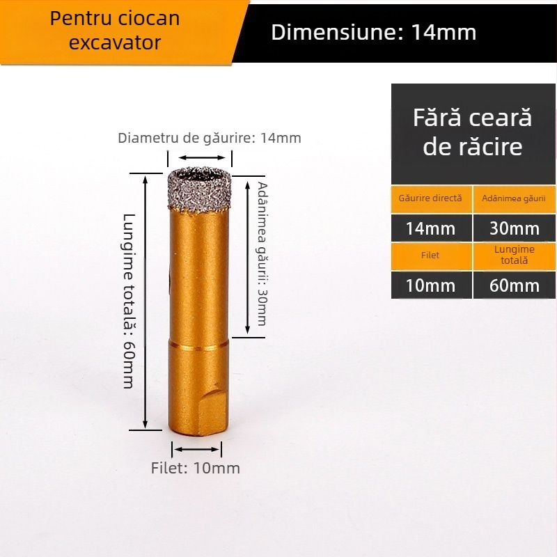 Burghiu pentru gaurire cu polizor unghiular — gaură uscată, multifuncțional, pentru marmură, cărămizi vitrificate, piatră, granit și plăci ceramice; rotund; Material: Brazing