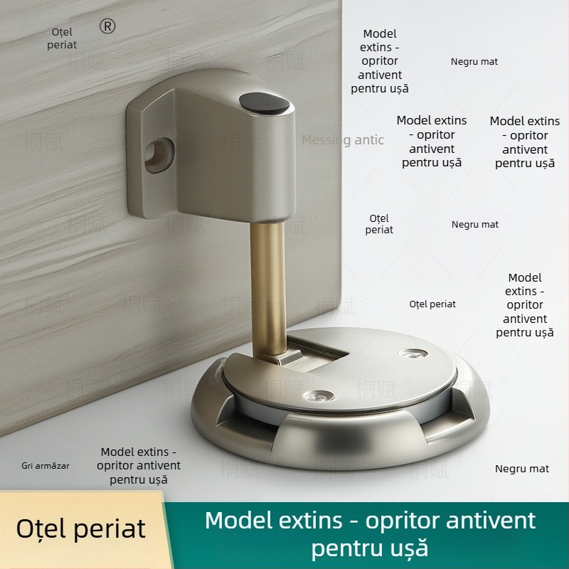 Opritor de ușă cu aspirație pe podea, control automat, aliaj de zinc, finisaj electroplate, montaj pe podea, stil modern minimalist