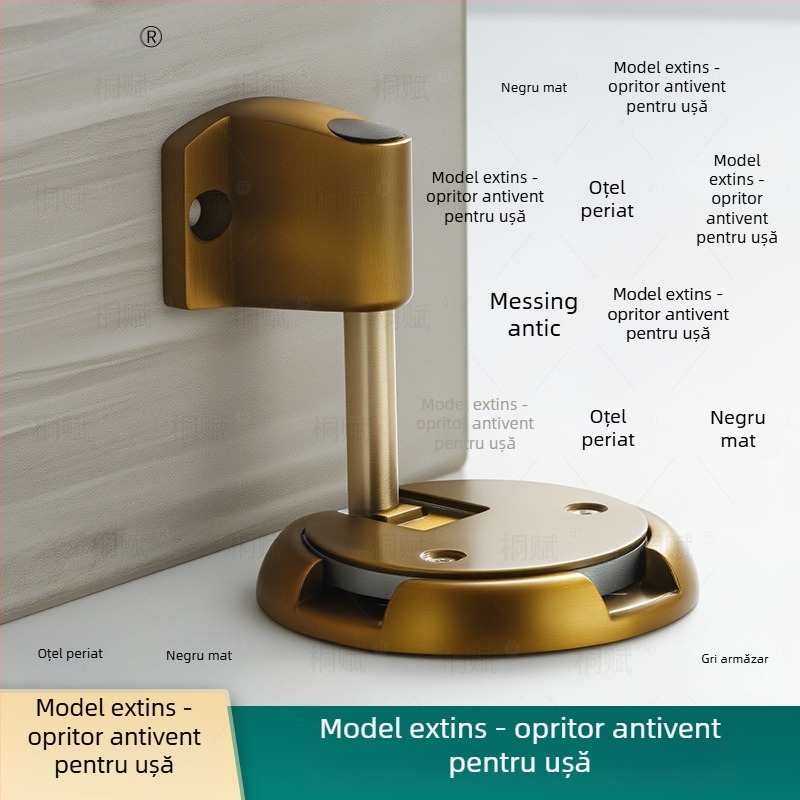 Opritor de ușă cu aspirație pe podea, control automat, aliaj de zinc, finisaj electroplate, montaj pe podea, stil modern minimalist