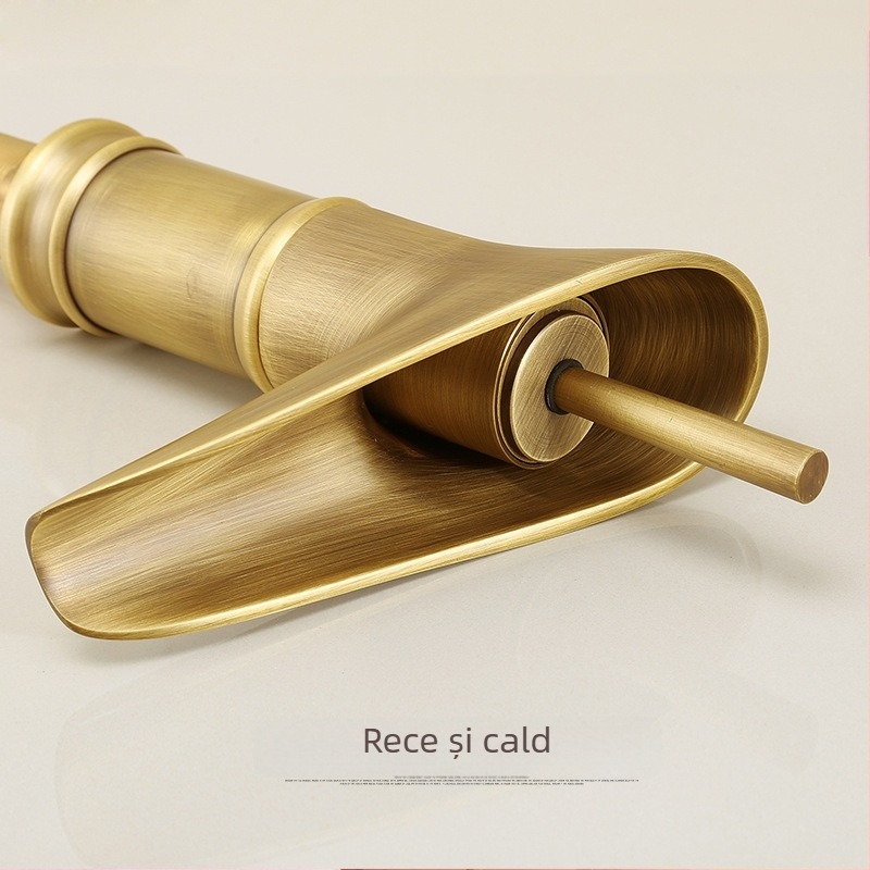 Baterie de chiuvetă cu design european antic pentru blat, corp din cupru, cartuș ceramic, amestec, apă caldă și rece, 0–100°C, 1.0 MPa