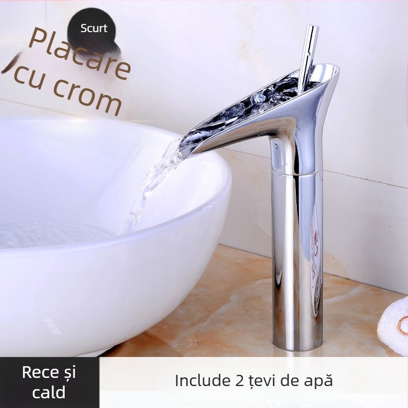 Baterie de chiuvetă cu design european antic pentru blat, corp din cupru, cartuș ceramic, amestec, apă caldă și rece, 0–100°C, 1.0 MPa