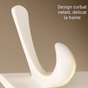 Cuier adeziv pentru ușă, fără găuri, din oțel-carbon + ABS, stil modern minimalist, cu trei rânduri de agățătoare, capacitate 3-5 kg