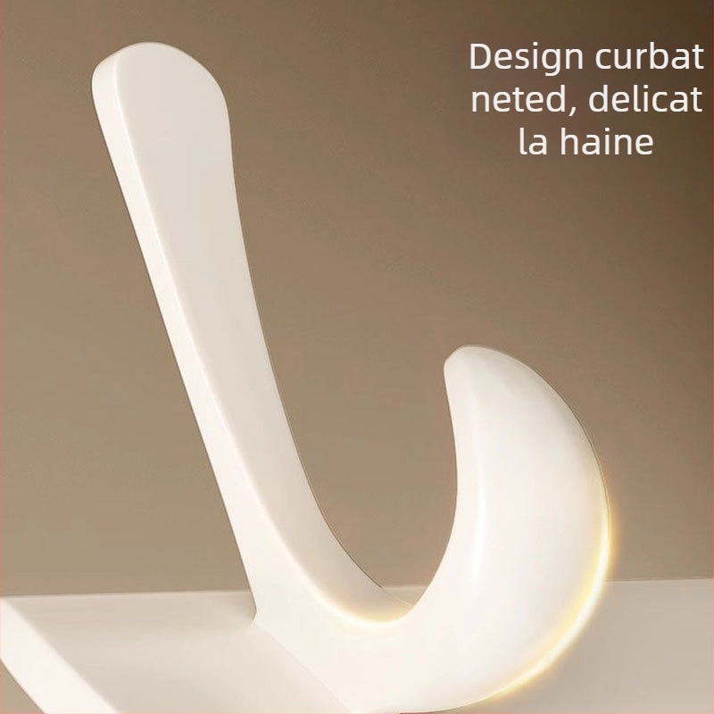 Cuier adeziv pentru ușă, fără găuri, din oțel-carbon + ABS, stil modern minimalist, cu trei rânduri de agățătoare, capacitate 3-5 kg
