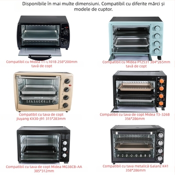 Tavă pentru cuptorul de uz casnic, pătrată, din fier, suprafață tratată prin electroforeză, compatibil Joyoung, Midea și Galanz