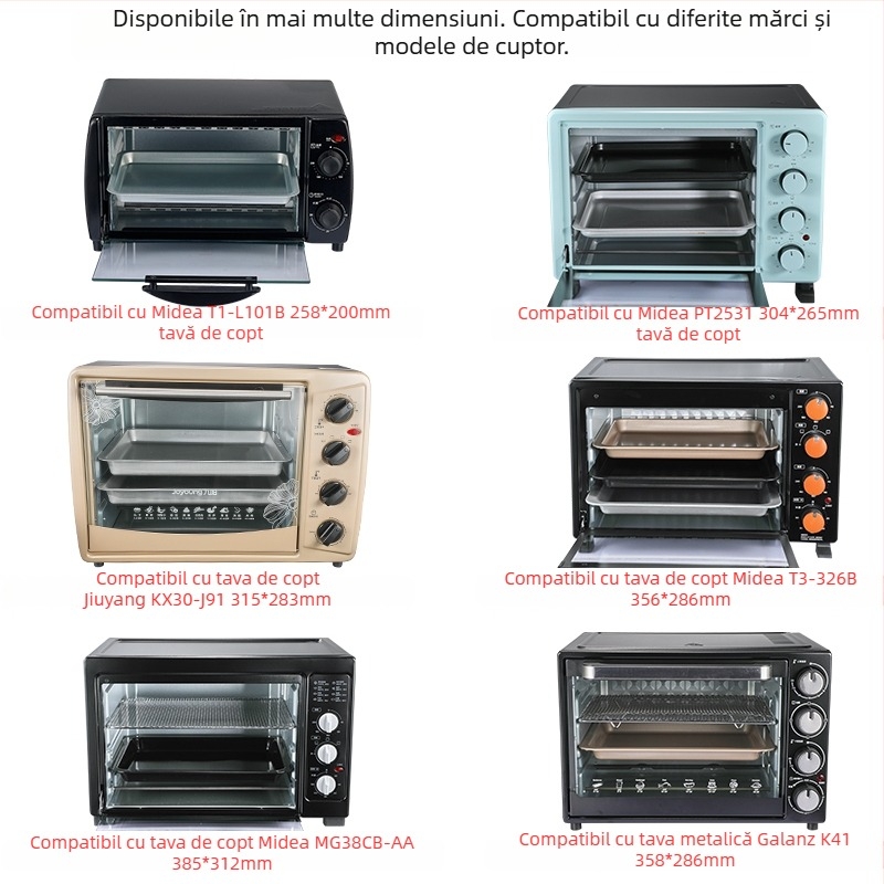 Tavă pentru cuptorul de uz casnic, pătrată, din fier, suprafață tratată prin electroforeză, compatibil Joyoung, Midea și Galanz