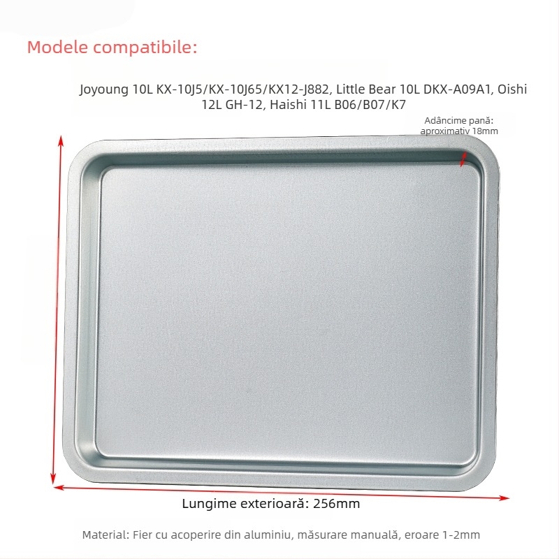Tavă pentru cuptorul de uz casnic, pătrată, din fier, suprafață tratată prin electroforeză, compatibil Joyoung, Midea și Galanz