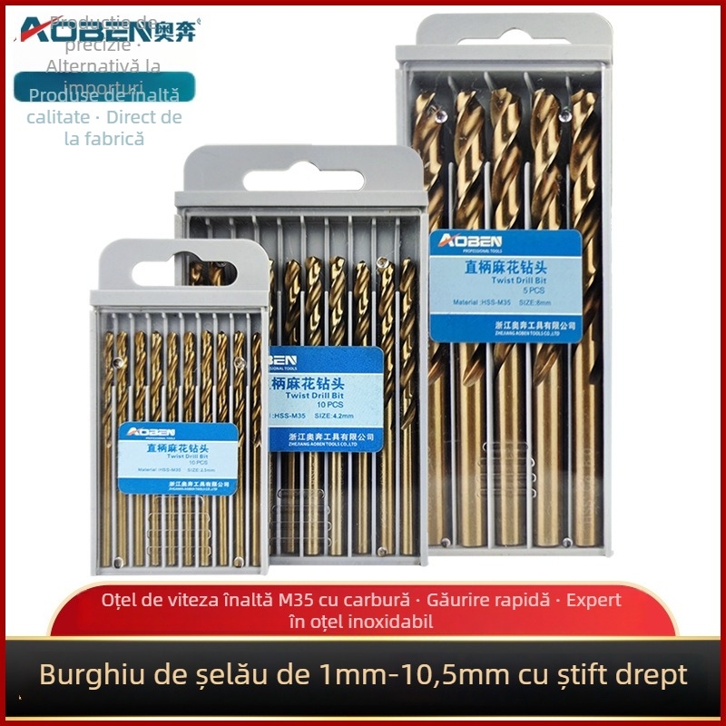 Bormașină electrică de mână cu set de burghii din oțel aliat cu cobalt, pentru oțel și lemn