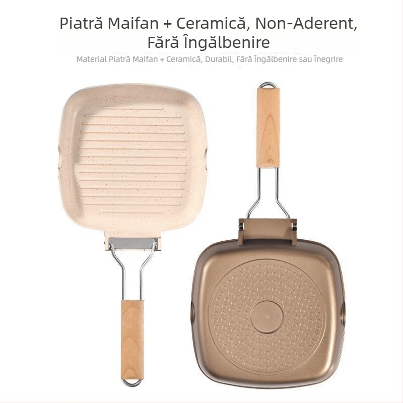 Tigaie de prăjit din aliaj de aluminiu, ceramică antiaderentă, compatibilă cu plita cu inducție, adâncime 3,5 cm, greutate 830 g
