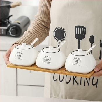 Set de borcănele ceramice pentru condimente — stil lux ușor, material ceramic, fără personalizare
