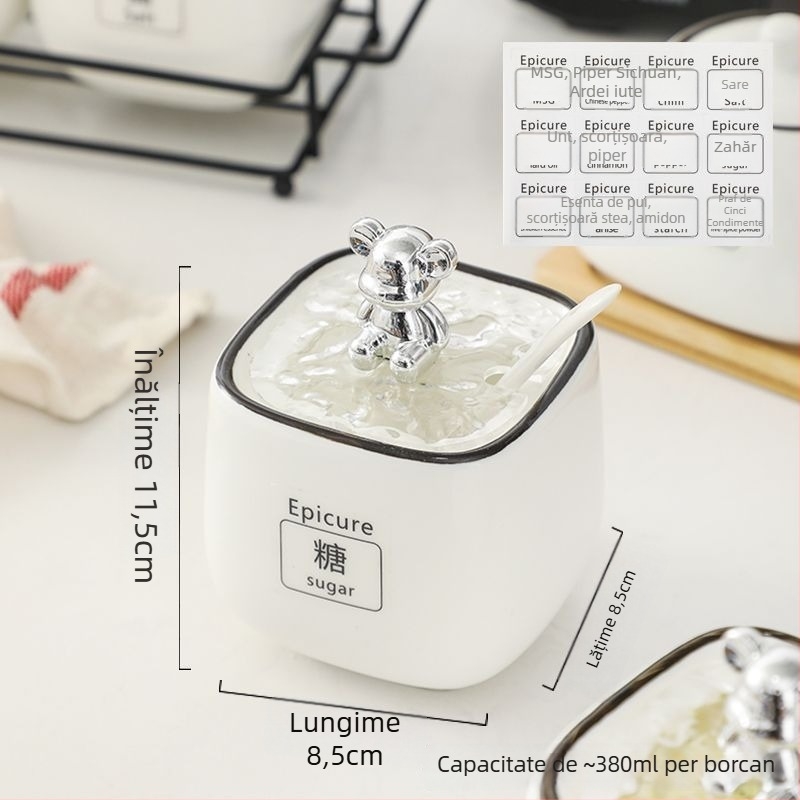Set de borcănele ceramice pentru condimente — stil lux ușor, material ceramic, fără personalizare