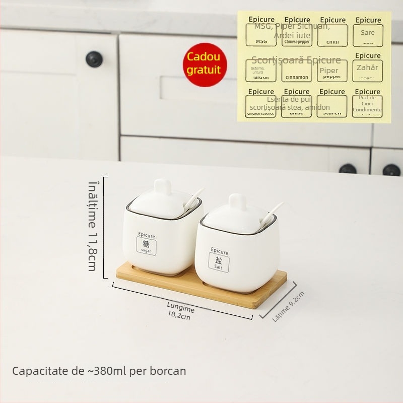 Set de borcănele ceramice pentru condimente — stil lux ușor, material ceramic, fără personalizare