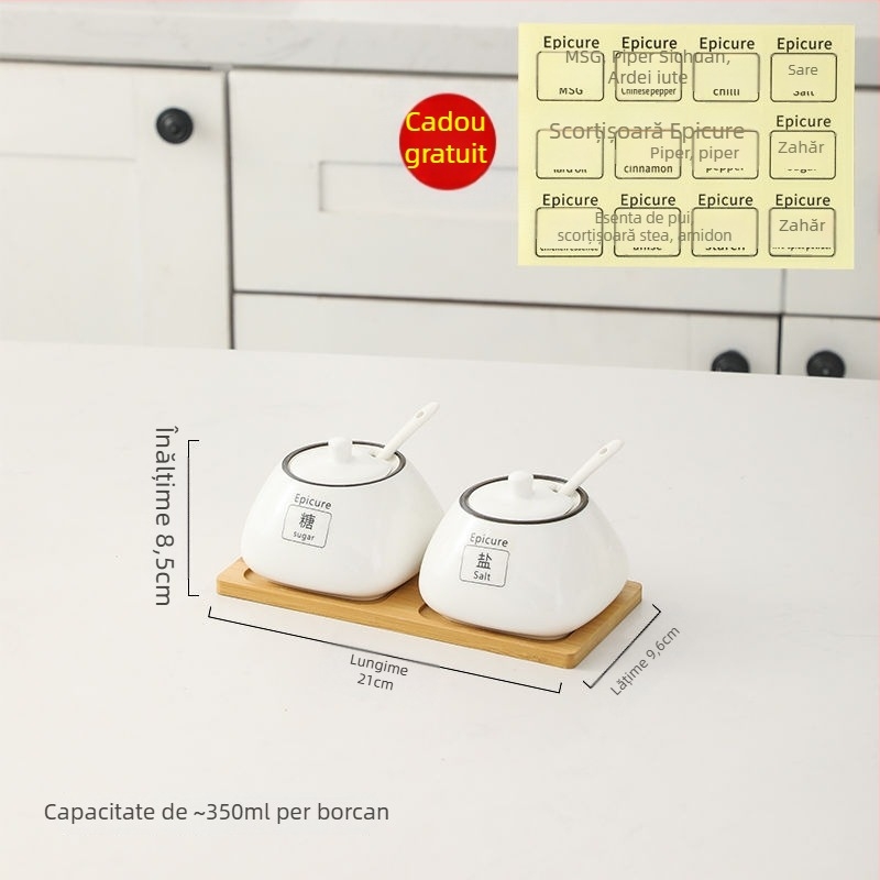 Set de borcănele ceramice pentru condimente — stil lux ușor, material ceramic, fără personalizare