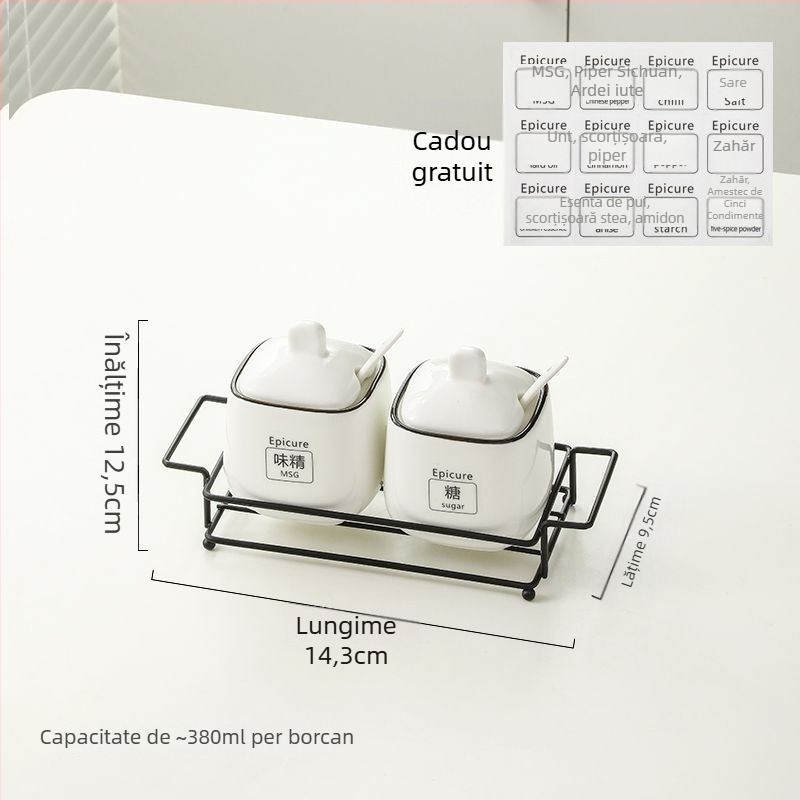 Set de borcănele ceramice pentru condimente — stil lux ușor, material ceramic, fără personalizare