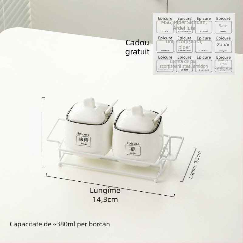 Set de borcănele ceramice pentru condimente — stil lux ușor, material ceramic, fără personalizare