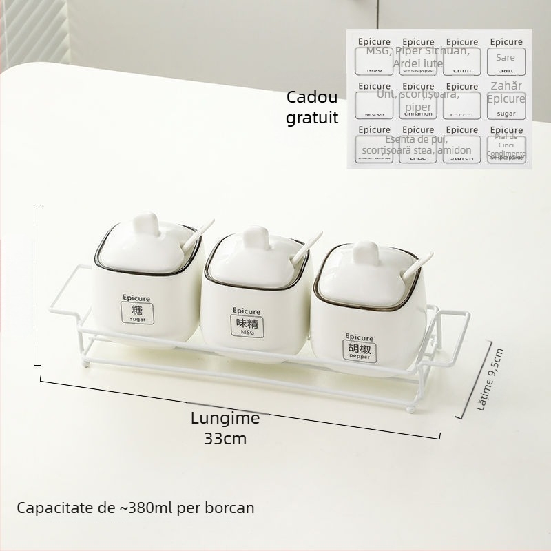 Set de borcănele ceramice pentru condimente — stil lux ușor, material ceramic, fără personalizare