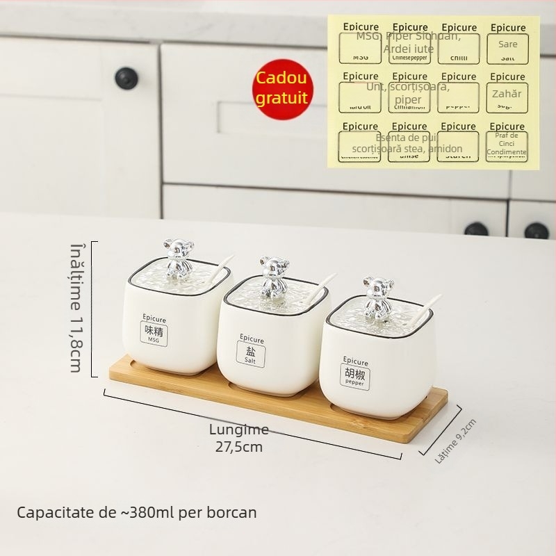 Set de borcănele ceramice pentru condimente — stil lux ușor, material ceramic, fără personalizare