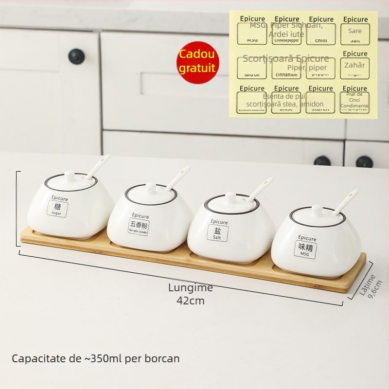 Set de borcănele ceramice pentru condimente — stil lux ușor, material ceramic, fără personalizare