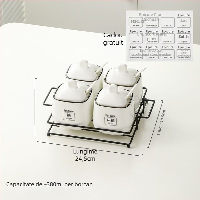 Set de borcănele ceramice pentru condimente — stil lux ușor, material ceramic, fără personalizare