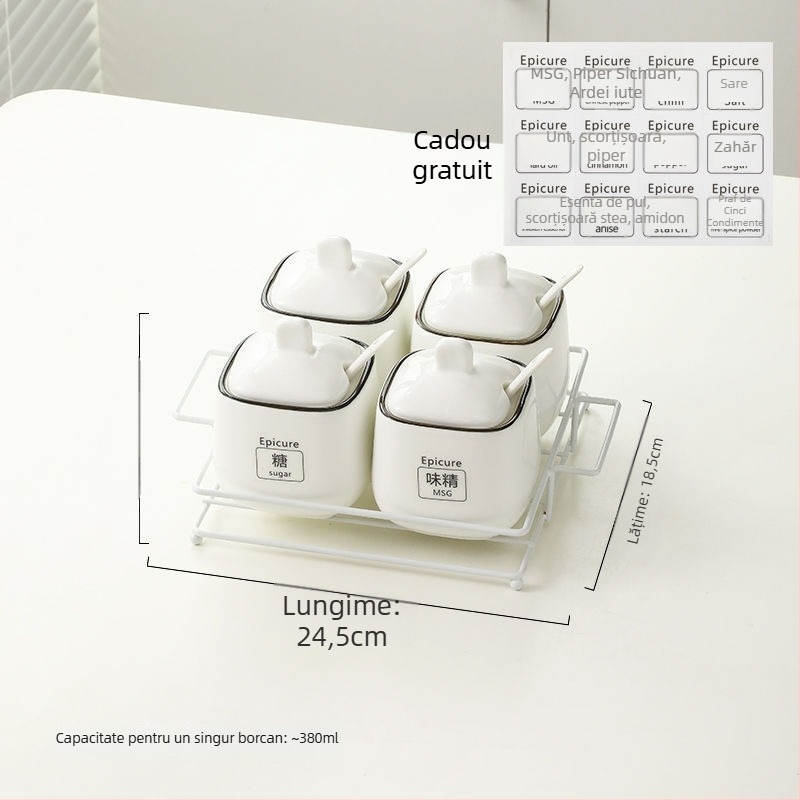 Set de borcănele ceramice pentru condimente — stil lux ușor, material ceramic, fără personalizare