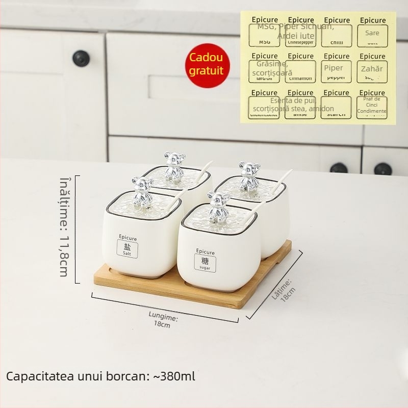 Set de borcănele ceramice pentru condimente — stil lux ușor, material ceramic, fără personalizare