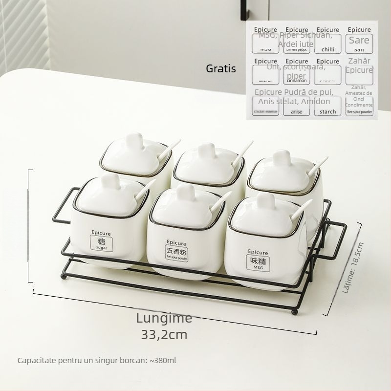 Set de borcănele ceramice pentru condimente — stil lux ușor, material ceramic, fără personalizare