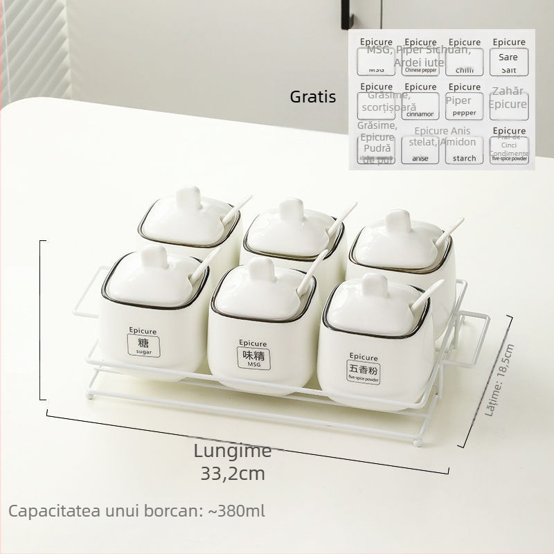 Set de borcănele ceramice pentru condimente — stil lux ușor, material ceramic, fără personalizare