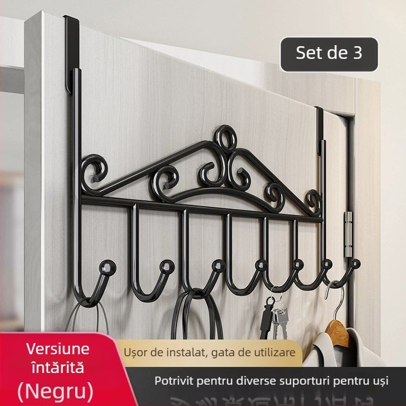 Suport pentru ușă fără găuri pentru bucătărie și baie, din oțel inoxidabil, montaj pe perete, fără găuri, fără urme, suport pentru paltoane și pălării; certificare CE; cod produs 250711baihuo-14lr