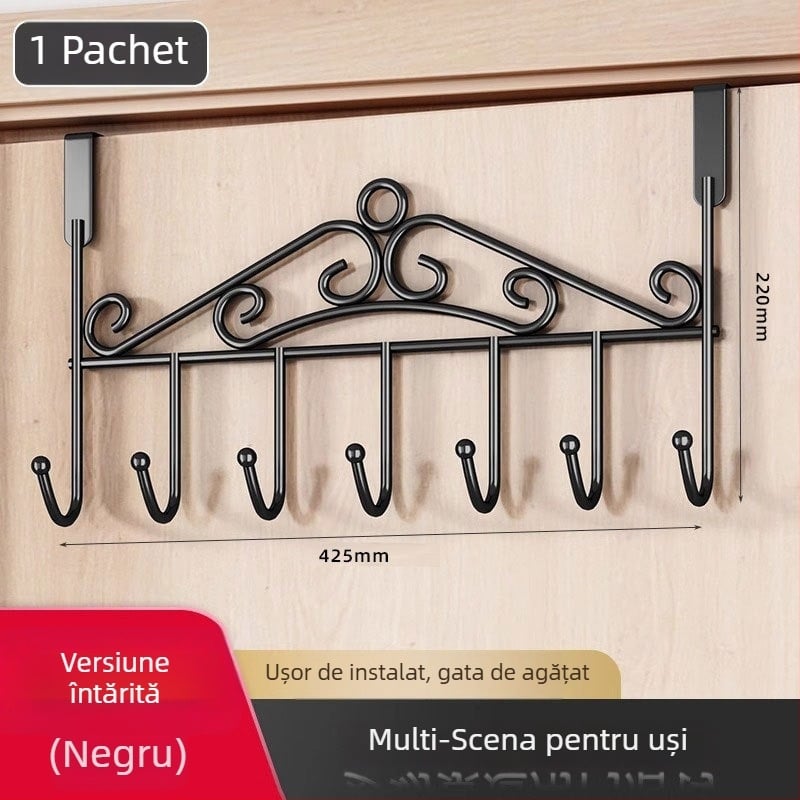 Suport pentru ușă fără găuri pentru bucătărie și baie, din oțel inoxidabil, montaj pe perete, fără găuri, fără urme, suport pentru paltoane și pălării; certificare CE; cod produs 250711baihuo-14lr