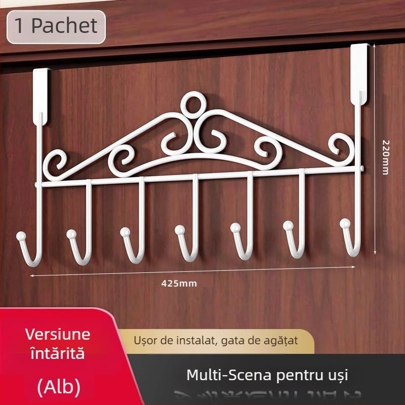 Suport pentru ușă fără găuri pentru bucătărie și baie, din oțel inoxidabil, montaj pe perete, fără găuri, fără urme, suport pentru paltoane și pălării; certificare CE; cod produs 250711baihuo-14lr
