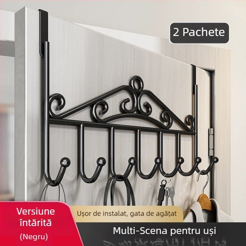 Suport pentru ușă fără găuri pentru bucătărie și baie, din oțel inoxidabil, montaj pe perete, fără găuri, fără urme, suport pentru paltoane și pălării; certificare CE; cod produs 250711baihuo-14lr